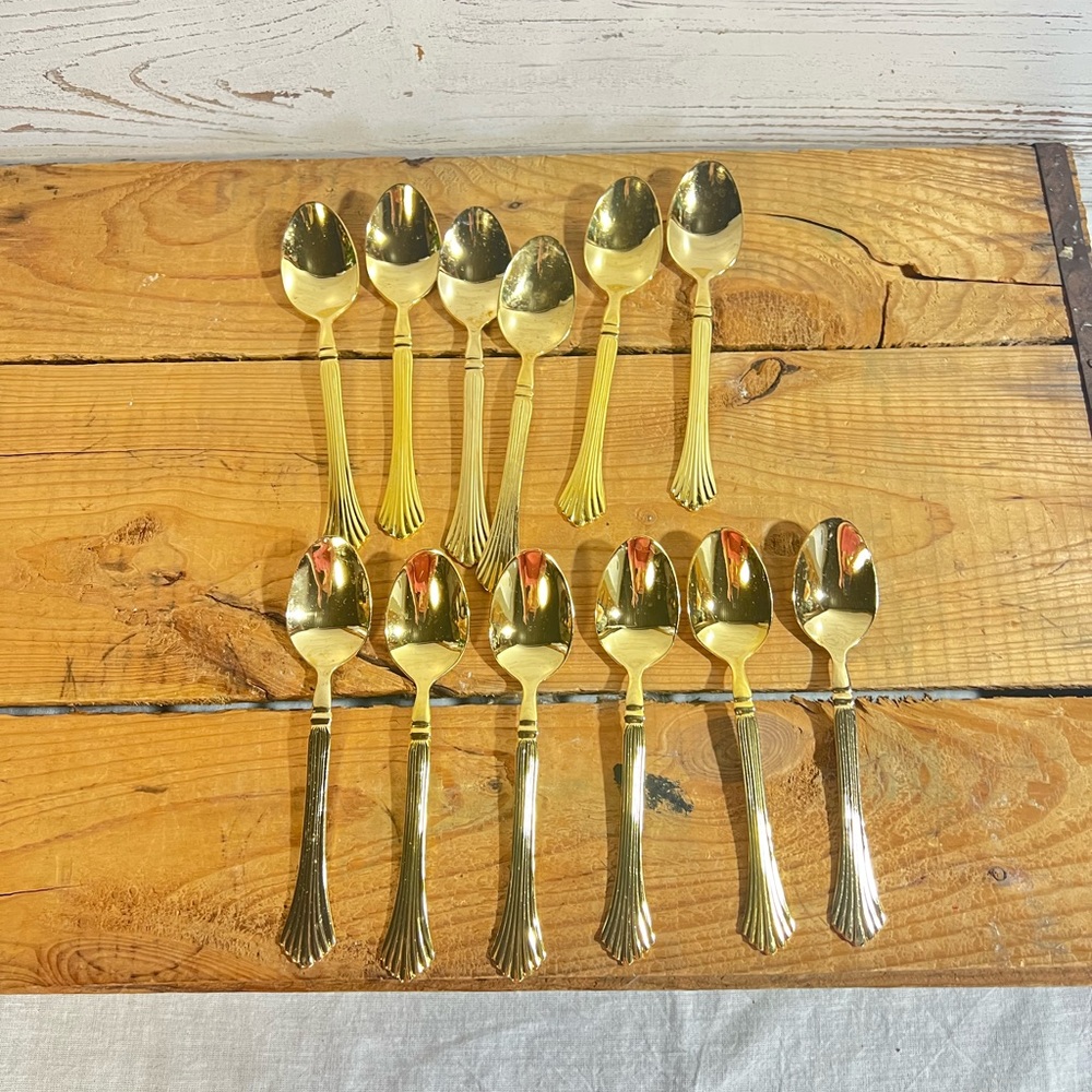 Gold tone spoons teaspoons JCP stainless steel